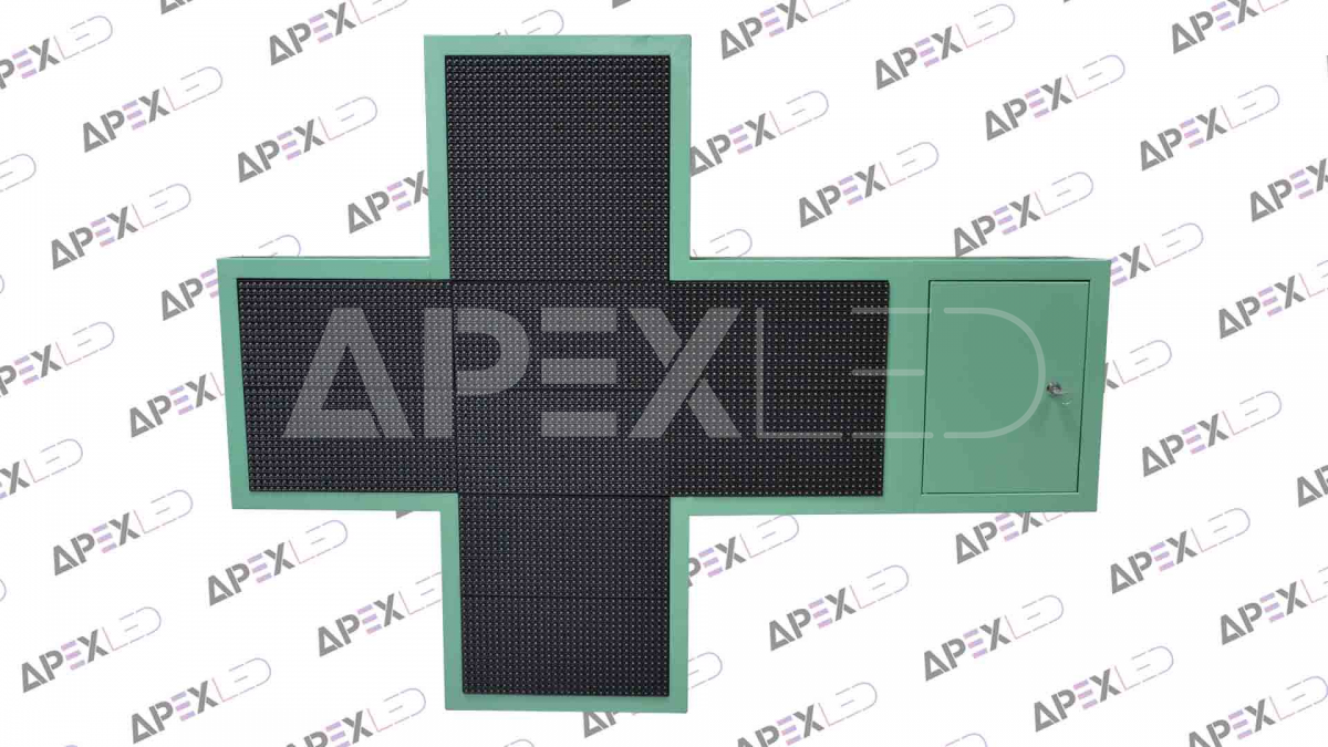 Аптечный крест светодиодный 96х96 см Зеленый